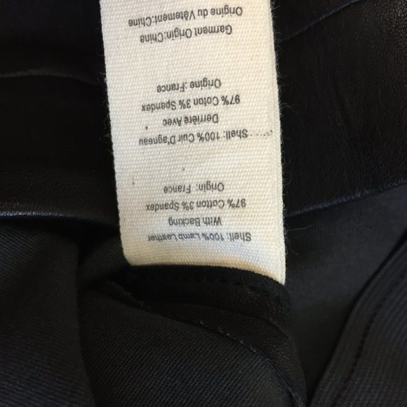 NWT L'AGENCE Black France 100% Genuine Lamb Leather Slim Fit Legging Pants - Picture 3 of 12